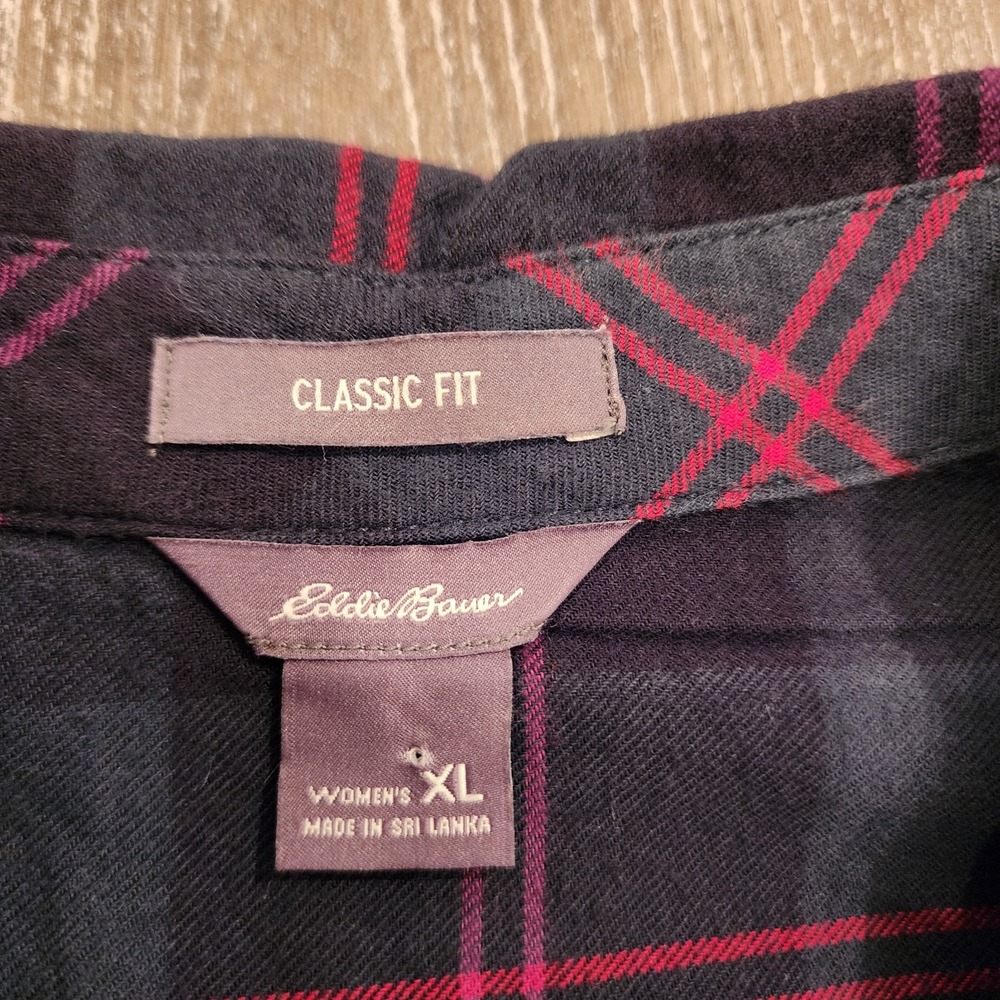 Eddie Bauer XL Classic Flannel Shirt Plaid Cozy Outdoor Preppy Rustic Holiday - Picture 4 of 16